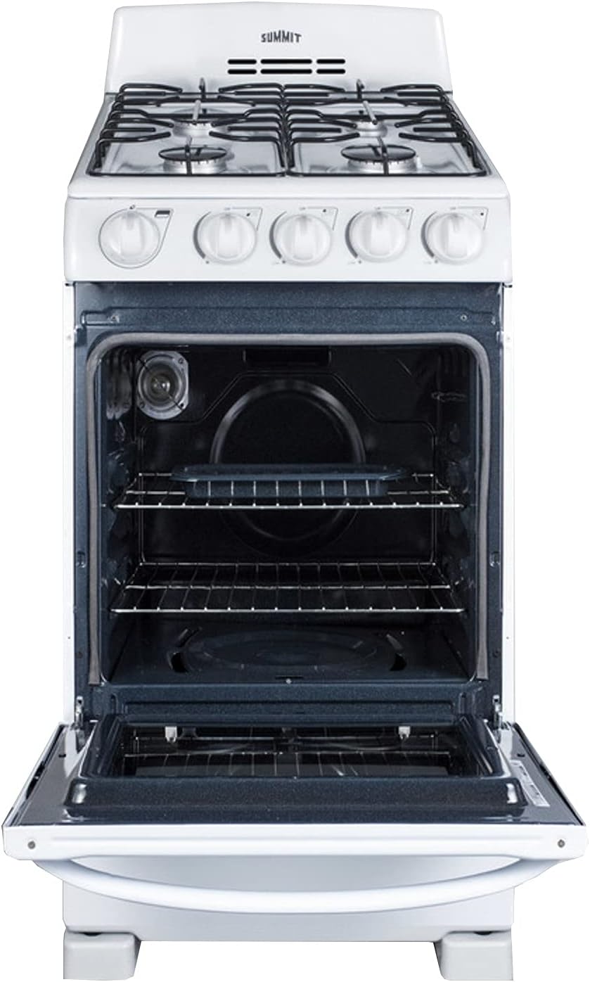 Summit RG200WS 20 Freestanding Gas Range with 4 Burners 2.3 cu. ft. Oven Capacity Broiler Compartment ADA Compliant in White