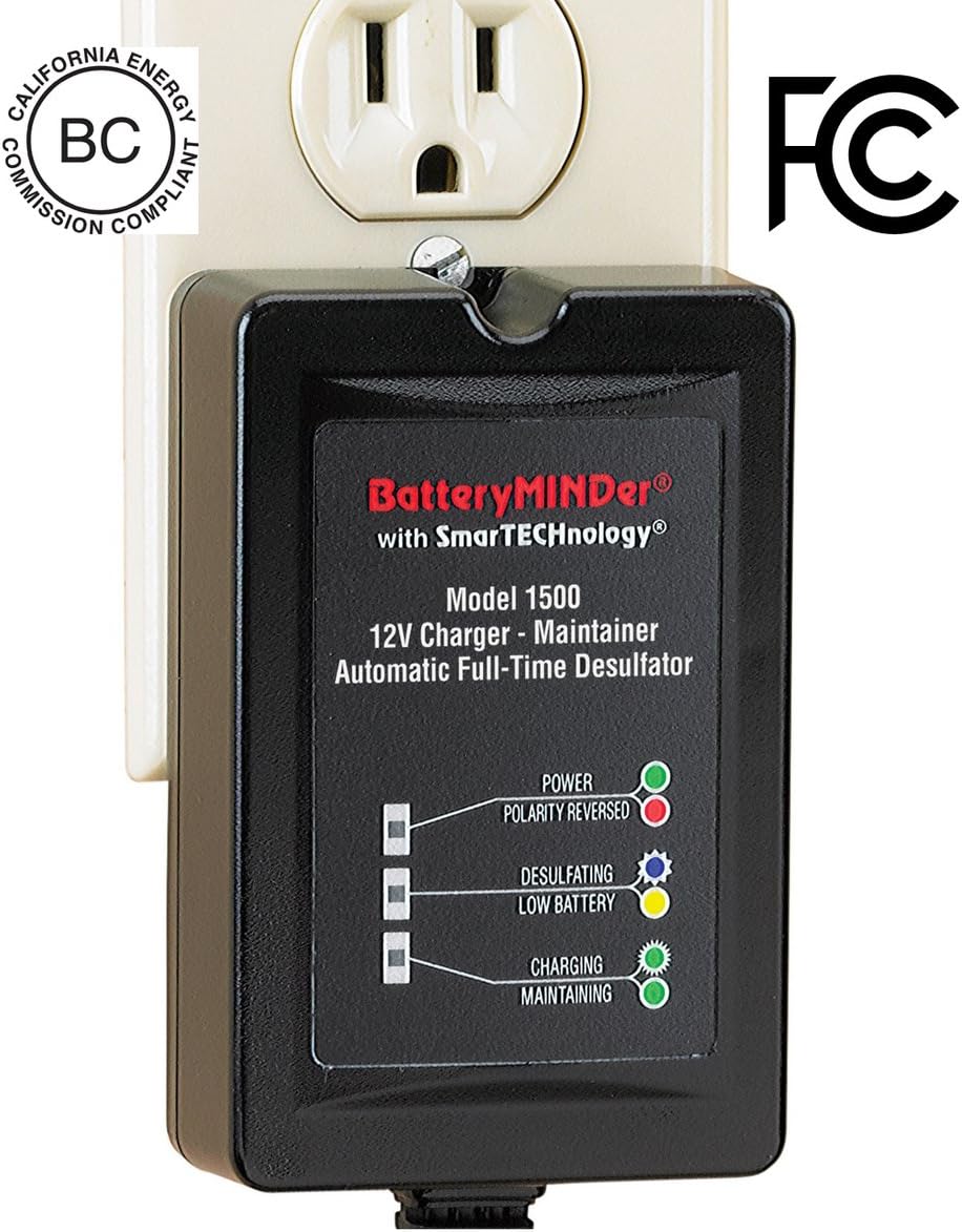 BatteryMINDer 1510: 12 Volt-1.5 Amp Battery Charger, Battery Maintainer, and Battery Desulfator ?C Designed for Cars, Trucks, Motorcycles, ATV, Boats, RV