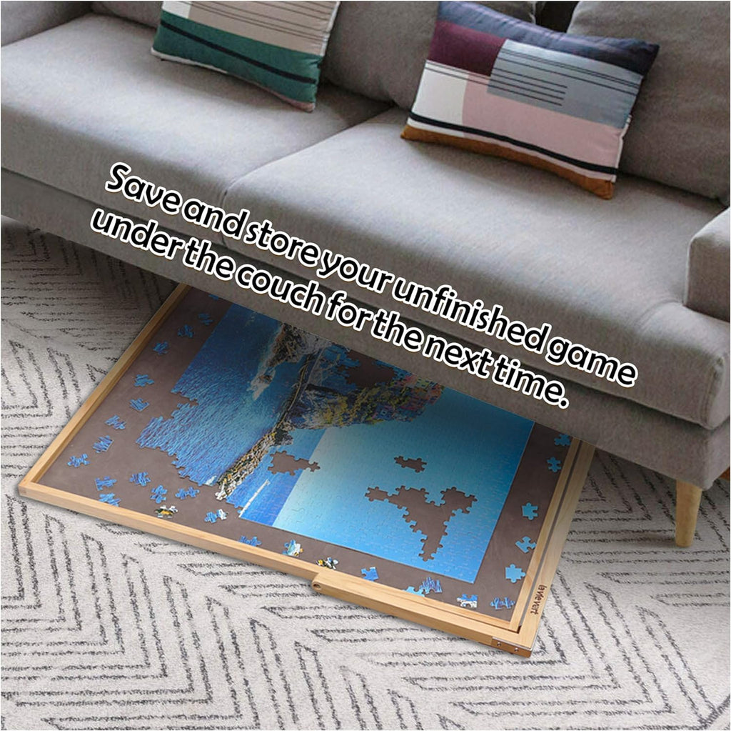 Lavievert Adjustable Wooden Puzzle Board Easel, Portable Tilting Puzzle Table with Non-Slip Flannelette Work Surface for Puzzles Up to 1,500 Pieces