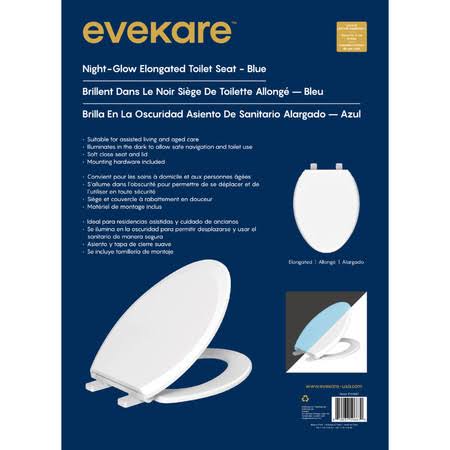 Night Glow Soft Elongated Closed Front Toilet Seat Blue - evekare
