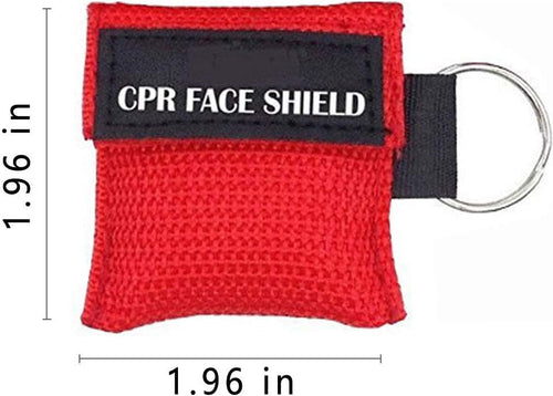 100pcs CPR Face Shield Mask Keychain Keyring Emergency Kit CPR Face Shields for First Aid or CPR Training (Red-100)