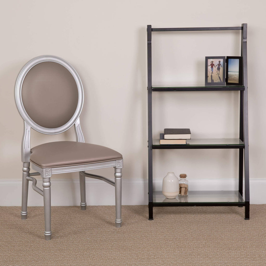 Flash Furniture 2 Pk. Hercules Series 900 lb. Capacity King Louis Chair with Taupe Vinyl Back and Seat and Silver Frame