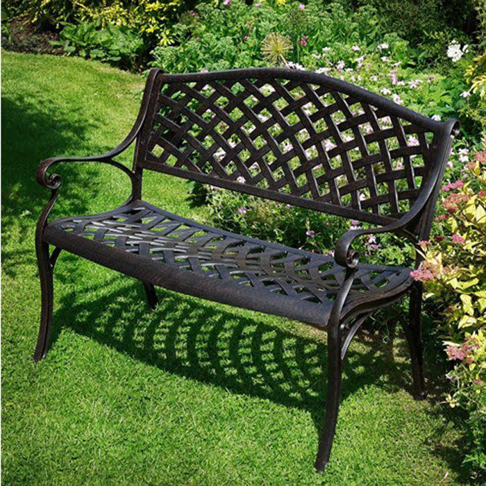 Patio Sense Cast Aluminum Patio Bench, Antique Bronze