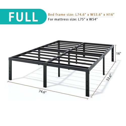 Metal Bed Frame Full Size - 14 Inch Heavy-Duty Full Platform Bed Frame No Box Spring Needed, Easy Assembly, Noise-Free, Sturdy Mattress Foundation, Underbed Storage Space