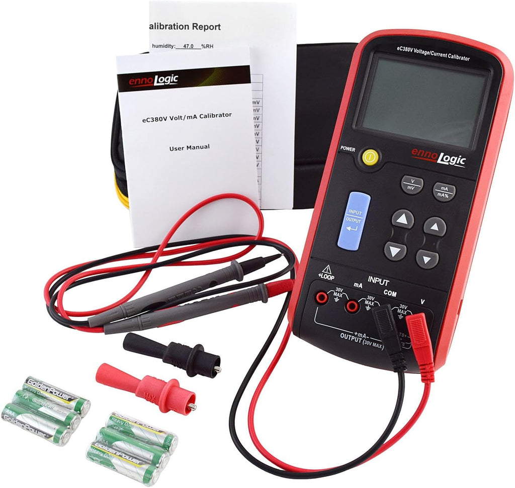 ennoLogic Volt mA Loop Process Calibrator eC380V - 0-20V and 4-20mA Signal Generator Simulator ?C Portable Precision Volt Millivolt and mA Generator and Meter for Transmitters, Current Loops, PLC