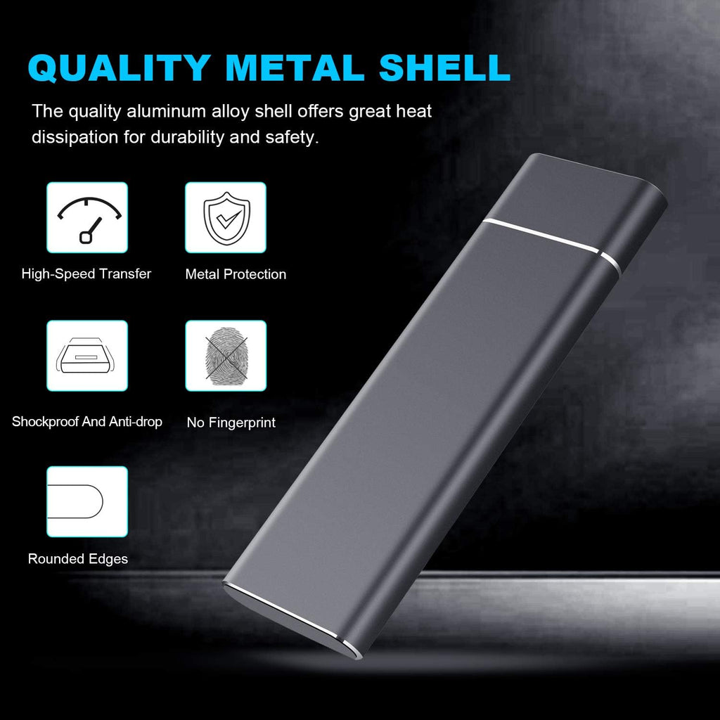 External Hard Drive Compatible for Mac, PC, Desktop, Laptop, Portable 2TB External Hard Drive, Ultra Slim Hard Drive, YSYDYPBB-05 (2TB, C-Black)