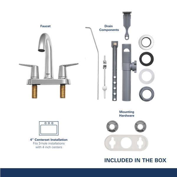 Grohe Veletto 4 in. Centerset 2-Handle High-Spout Bathroom Faucet in Starlight Chrome 20582000
