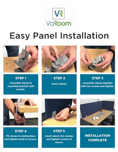 VaRoom - Desk Divider; Sound Proof Dividers - Privacy Shields for Student Desks and Desk Privacy Panels. Cubicle Wall, Desk Divider for Students and Office Divider (Light Grey, 48 W x 18??H)