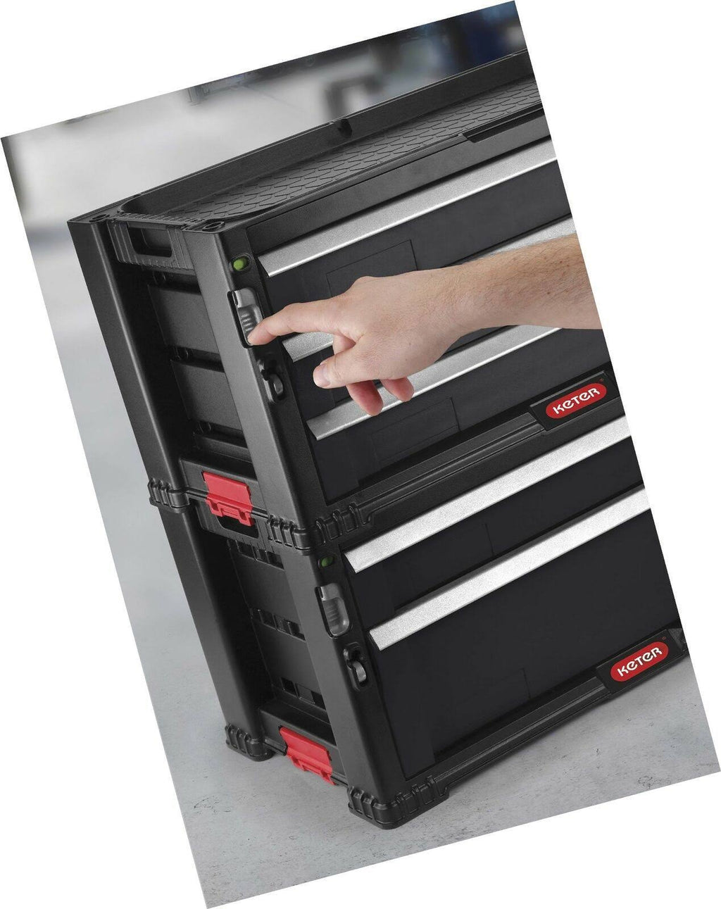 Keter 5 Drawer Modular Tool Storage, Plastic Resin Chest, Black