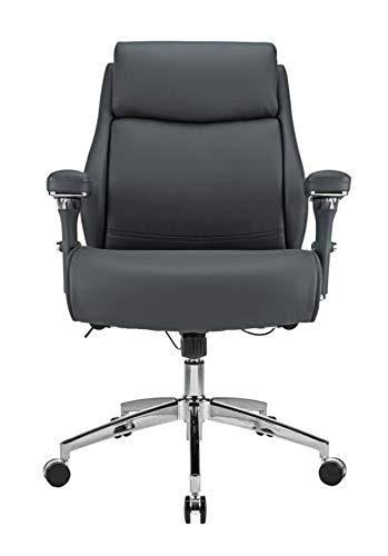 Realspace Modern Comfort Series Keera Bonded Leather Mid-Back Chair, Gray/Chrome, Silver