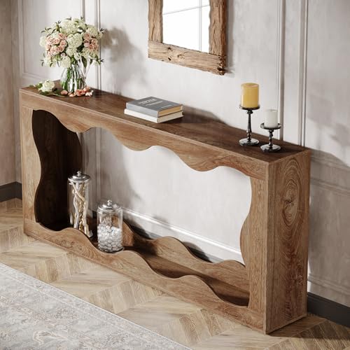Tribesigns 63 Inches Farmhouse Console Table with Storage, Couch Table Behind Sofa, Long Entryway Sofa Station, Narrow Console Stand, Hallway Stand for Entryway Living Room, Brown