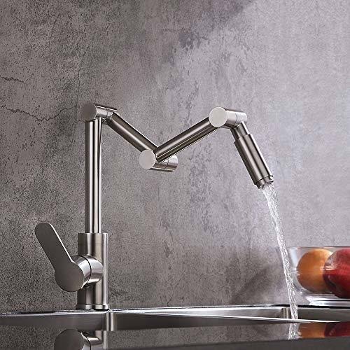 KunMai Stainless Steel Pot Filler Faucet Deck Mounted Kitchen Sink Faucet in BR