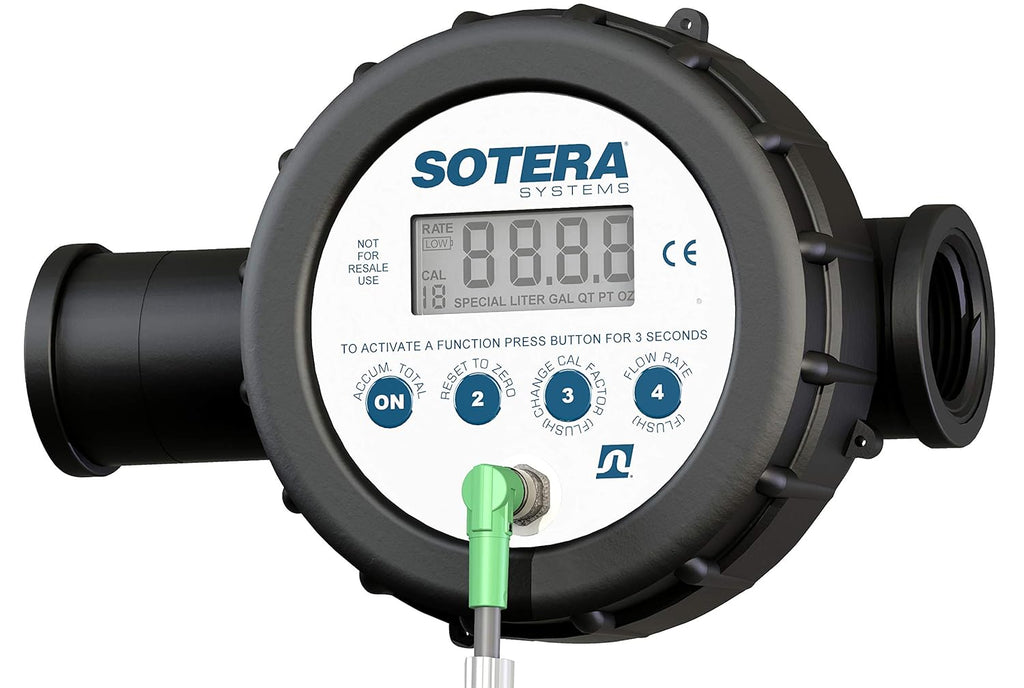 Sotera 825 1 2-20 GPM(7-75 LPM) Digital Inline Nutating Disc Poly Chemical Transfer Meter, 125 PSI (8.6 bar)
