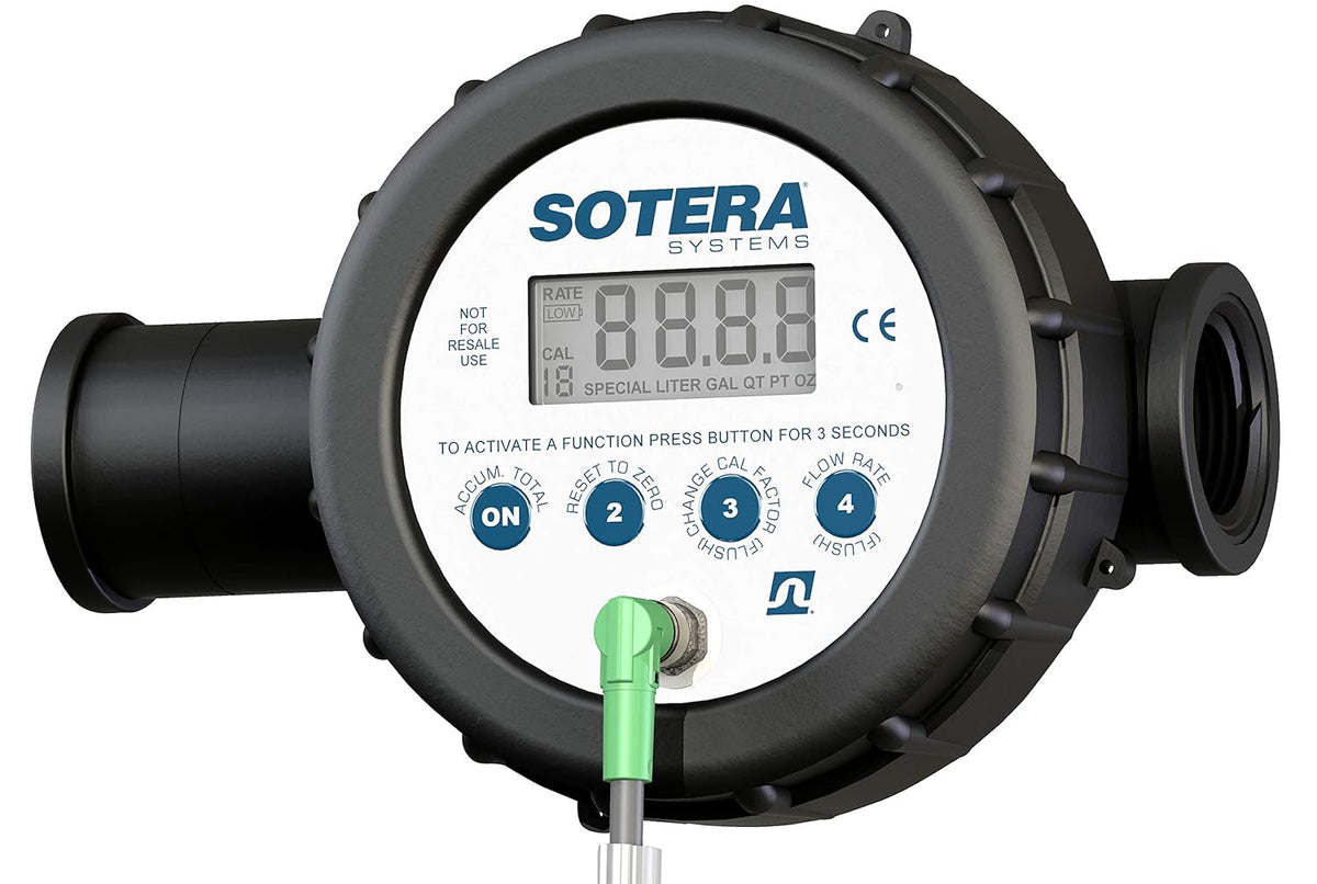 Sotera 825 1 2-20 GPM(7-75 LPM) Digital Inline Nutating Disc Poly Chemical Transfer Meter, 125 PSI (8.6 bar)