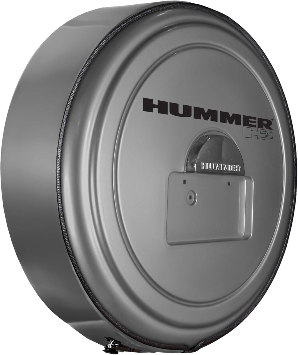 Boomerang Hummer H2 (05-10) - Color Matched MasterSeries Hard Tire Cover - (Color Matched Plastic Face & Stainless Steel Ring) - Hummer H2 Logo - Pewter Metallic