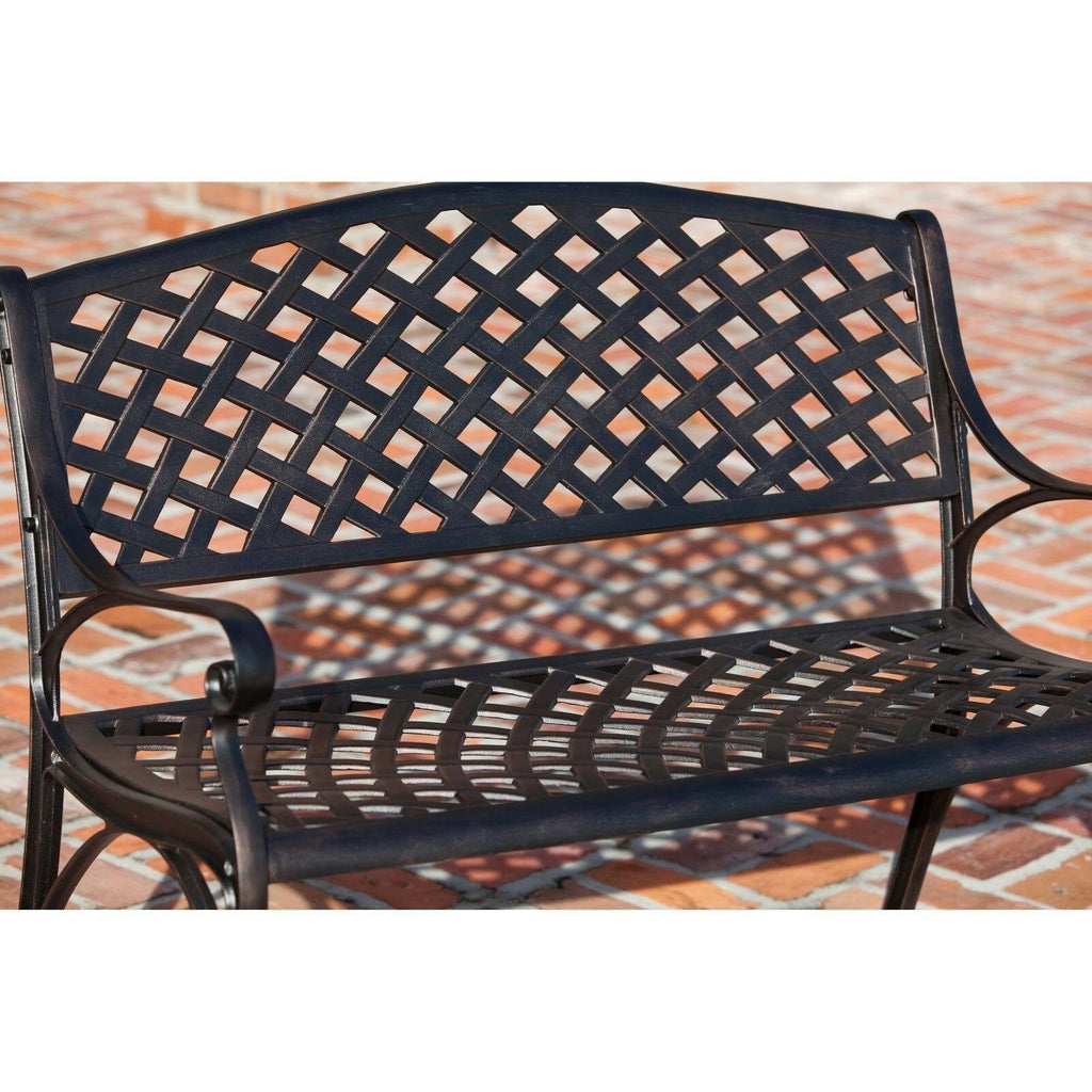 Patio Sense Cast Aluminum Patio Bench, Antique Bronze