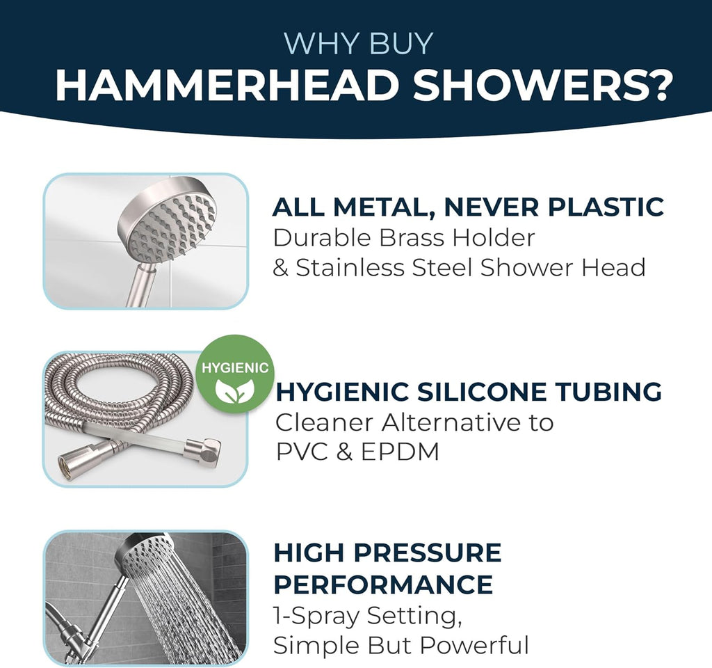 HammerHead Showers? Solid Metal LOW FLOW Handheld Shower Head with Hose and Brass Holder - OIL RUBBED BRONZE ?C Water Saving 1.75 GPM Detachable Shower Head - Adjustable Shower Wand Bracket & 6ft Hose