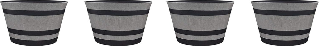 Southern Patio 15.5 Resin Whiskey Barrel Planter, Birchwood Grey (Pack of 4)