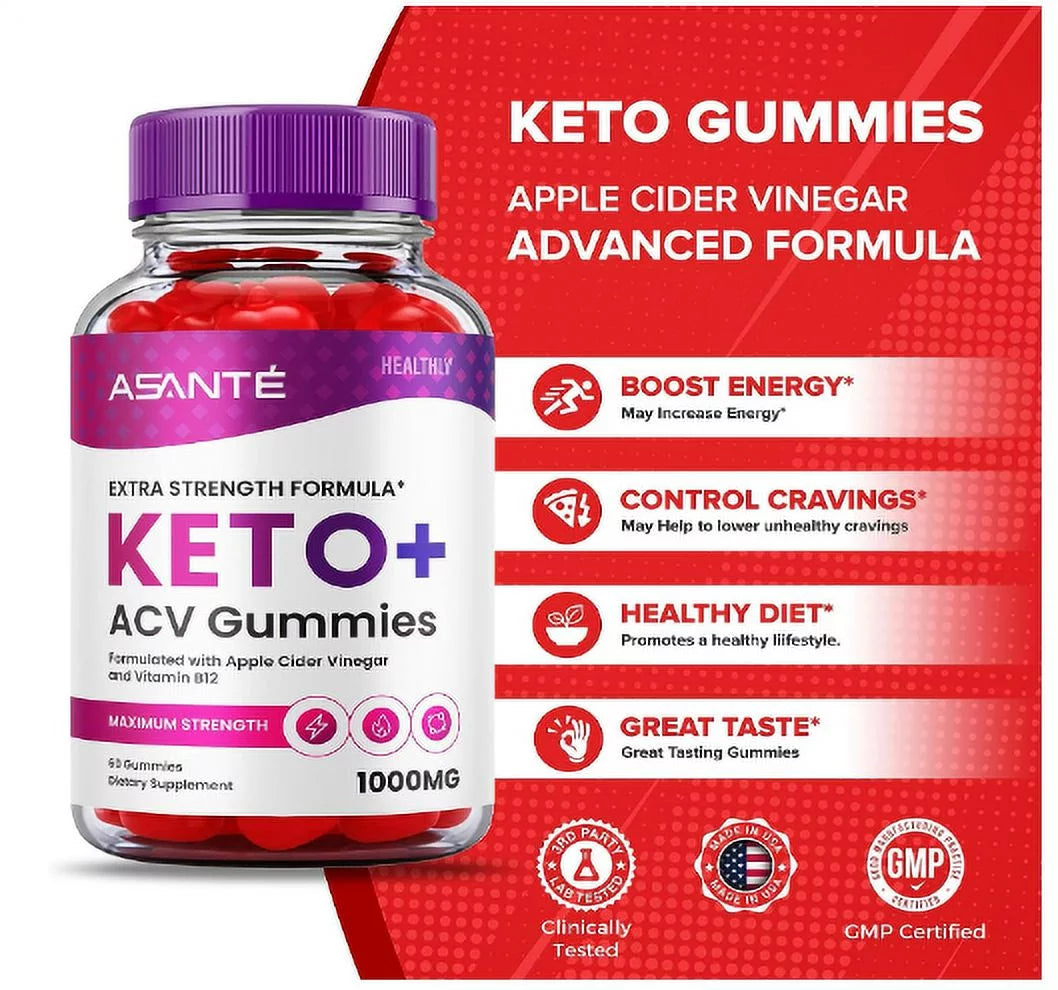 (3 Pack) Asante Keto ACV Gummies for Weight Loss Apple Cider Vinegar Vitamin B12 (180 Gummies)