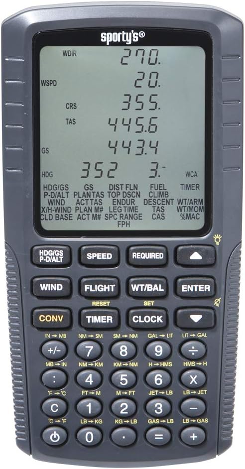 Sporty's Electronic E6B Flight Computer for Pilots - Approved for Use on FAA Tests