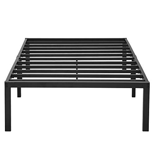 PrimaSleep 18 Inch Tall Heavy Duty Steel Slat Bed Frame/Anti-Slip Support/Easy Assembly Mattress Foundation/No Noise/No Box Spring Needed/Full/Black