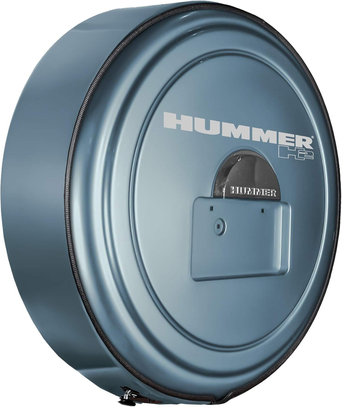 Boomerang Hummer H2 (05-10) - Color Matched MasterSeries Hard Tire Cover - (Color Matched Plastic Face & Stainless Steel Ring) - Hummer H2 Logo - Pewter Metallic