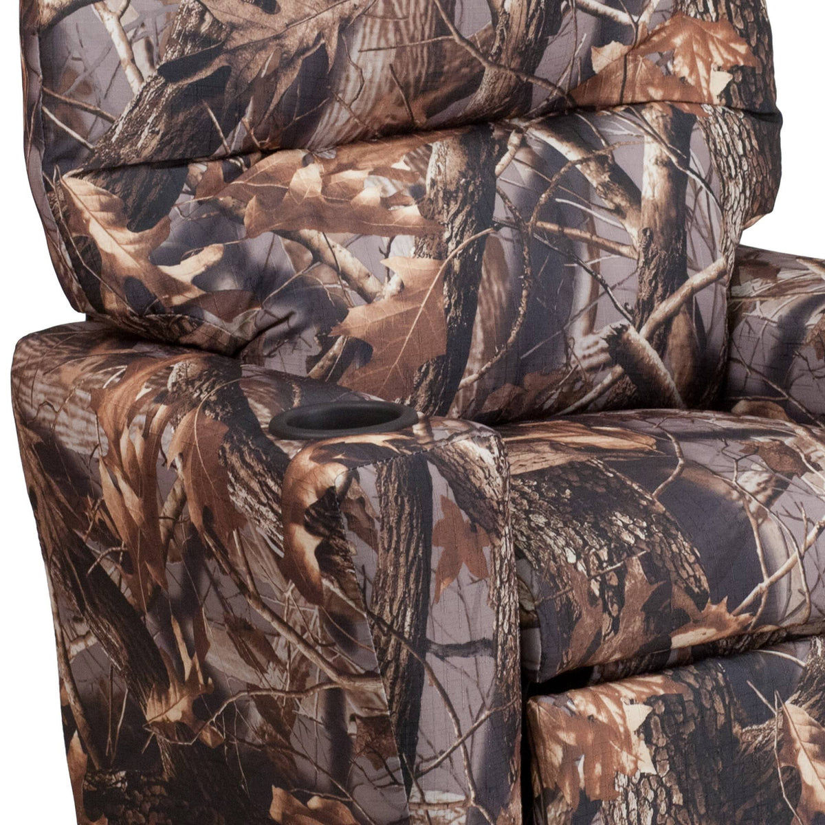 Emma and Oliver Camouflaged Fabric Kids Recliner with Cup Holder