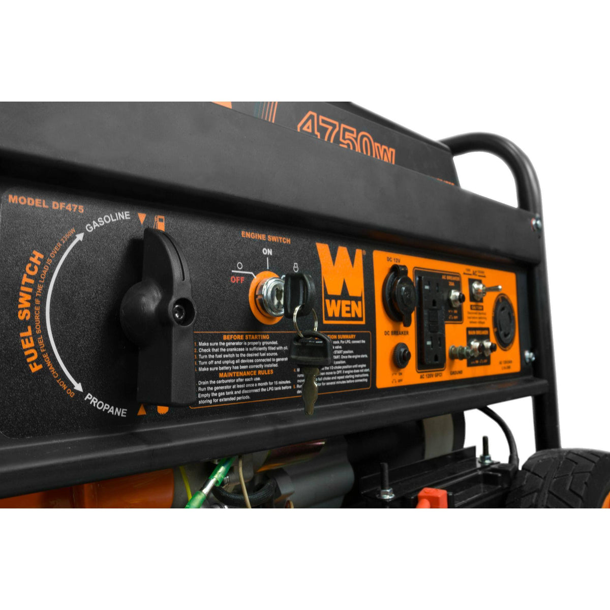 Wen DF475T 4750-Watt 120V/240V Dual Fuel Portable Generator with Wheel Kit and Electric Start - Carb Compliant