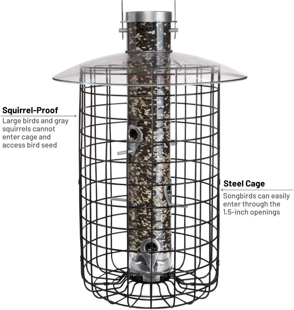 Droll Yankees 344305 Squirrel Proof, Caged Sunflower Bird Feeder, 20-Inch, Black