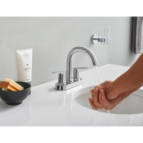 Grohe Veletto 4 in. Centerset 2-Handle High-Spout Bathroom Faucet in Starlight Chrome 20582000