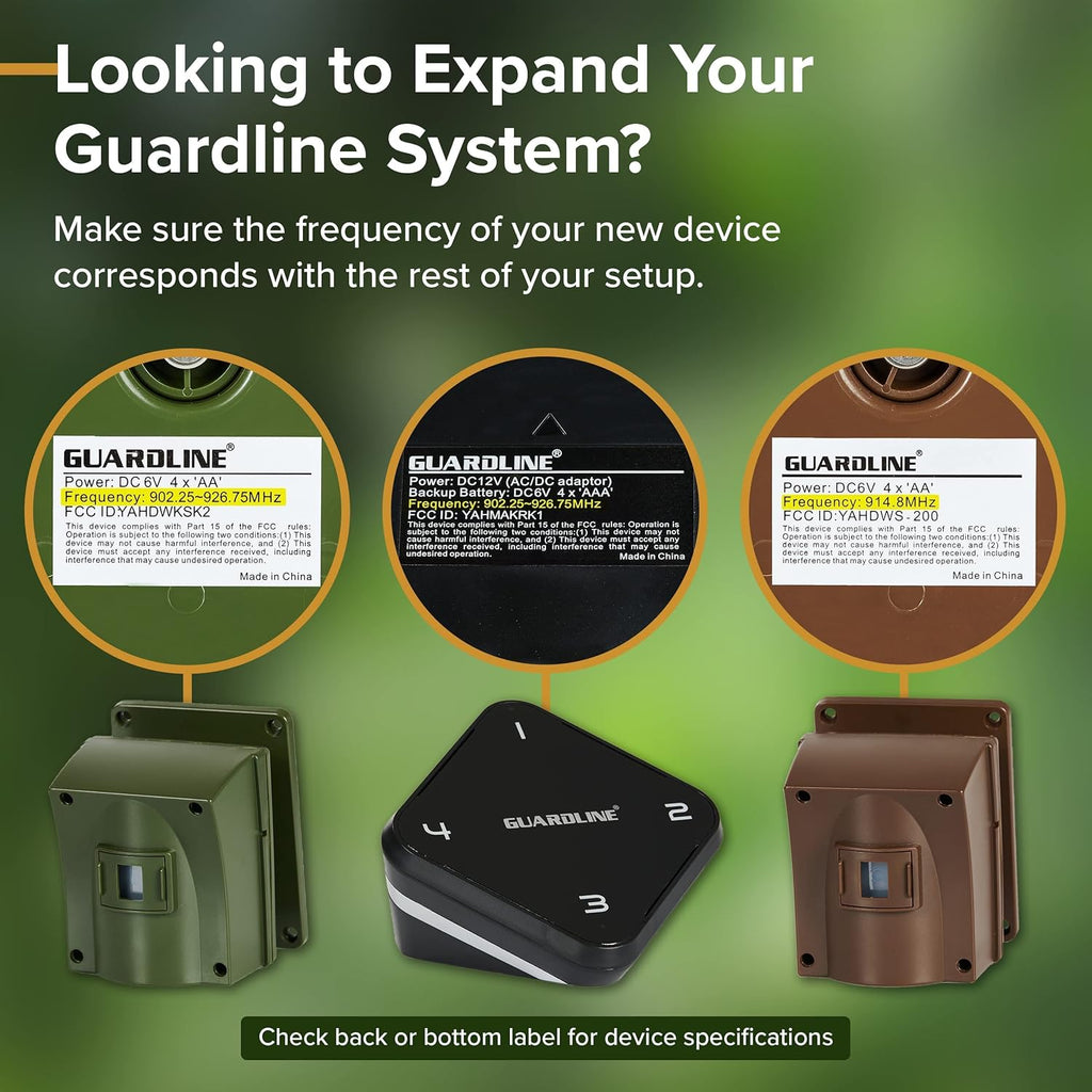 Guardline Wireless Driveway Alarm - Motion Sensor Alarm Set with 4 Sensors and 1 Receiver - 500 Foot Range - Weatherproof, Outdoor Security Alert System for Home & Property?
