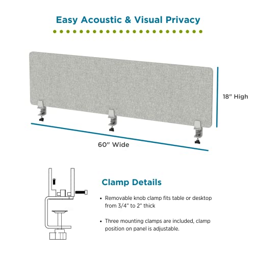 VaRoom - Desk Divider; Sound Proof Dividers - Privacy Shields for Student Desks and Desk Privacy Panels. Cubicle Wall, Desk Divider for Students and Office Divider (Light Grey, 48 W x 18??H)