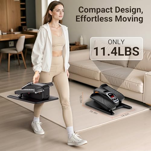 Elliptical Exercise Machine, Under Desk Ellipse Leg Exerciser for Home Office, Quiet Electric Seated Pedal Elliptical for Seniors with 12 Adjustable Speeds, Remoter, Footstraps
