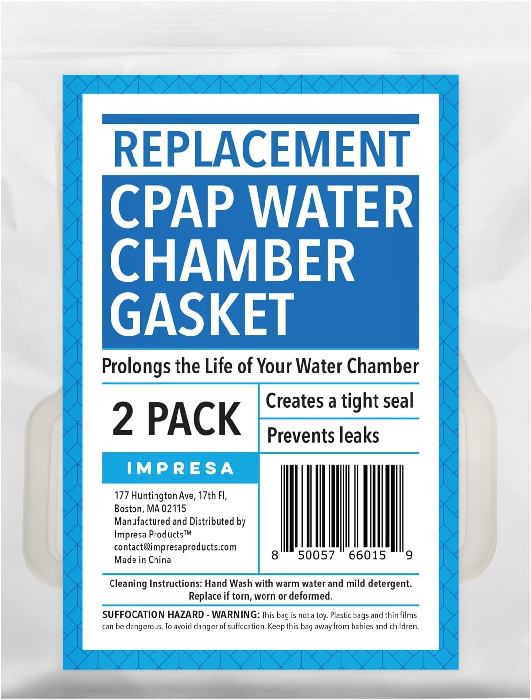 [2 Pack] Impresa Replacement Gaskets for ResMed AirSense 10 Water Chamber - Impresa CPAP Machine Gasket for ResMed AirCurve 10 Supplies Humidair - CPAP Water Chamber Gaskets - CPAP Machine Supplies