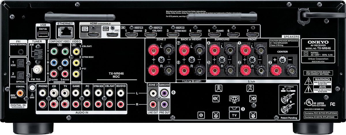 Onkyo TX NR646 7.2 Channel AV Network Receiver - Black