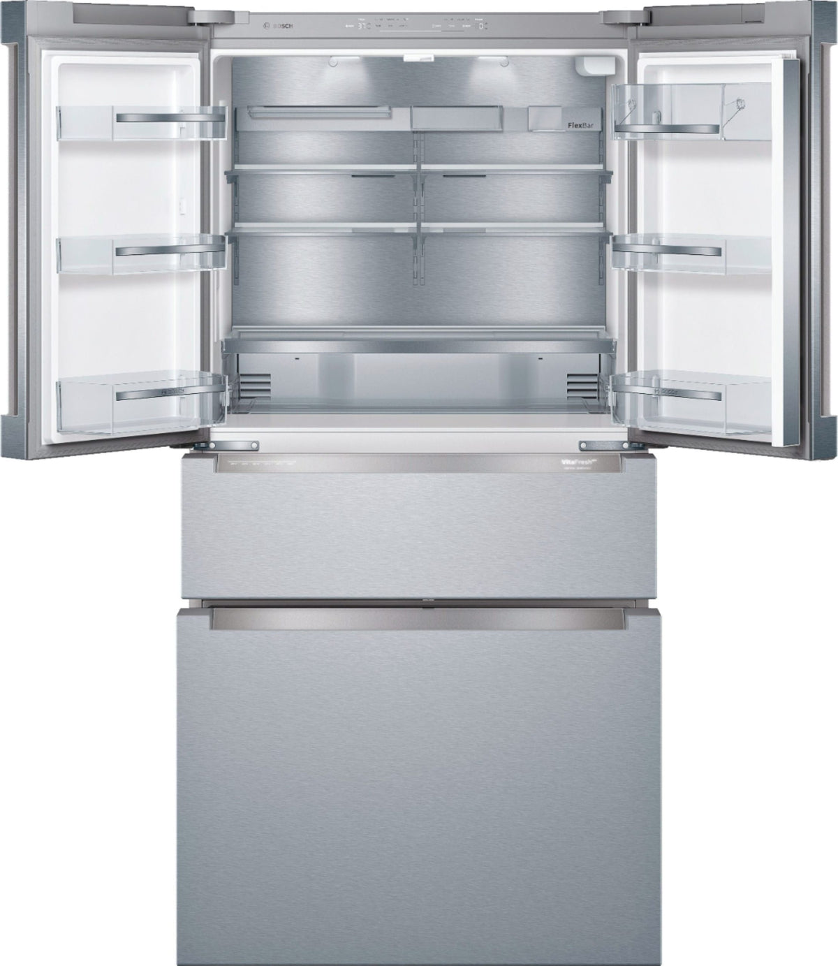 Bosch - 800 Series 20.5 Cu. Ft. 4-Door French Door Counter-Depth Smart Refrigerator - Stainless steel