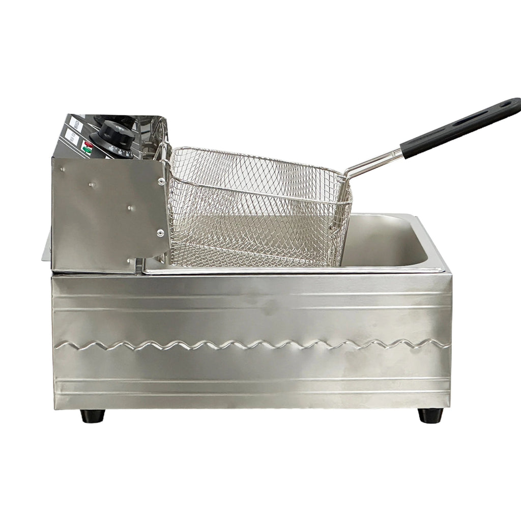 1600W Electric Deep Fryer, Stainless Steel Countertop Fryer Large Capacity, Thickening Multi-functional Fryer Commercial Single-chamber 2.5 Gallon