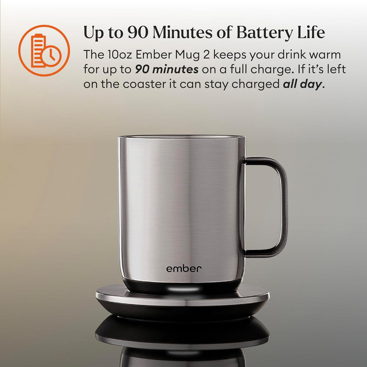 Ember Temperature Control Smart Mug 2, 14 Oz, App-Controlled Heated Coffee Mug with 80 Min Battery Life and Improved Design, White