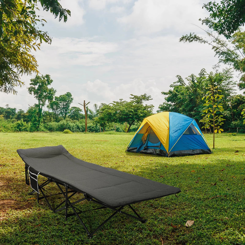 Folding Camping Cot ?C Deluxe Collapsible Single Person Bed in a Bag w/Pillow for Indoor & Outdoor Use ?C Ultra Lightweight, Comfortable, Heavy Duty Design Holds Adults & Kids