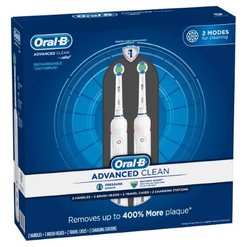 Oral-B Advanced Clean Power Rechargeable Electric Toothbrushes 2-Pack