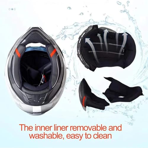 Full Face Motorcycle Helmet Crash Integrated Helmet with HD Visor Four Seasons Crash Helmet Men Women DOT Approved Ventilation System Motorcross Helmets
