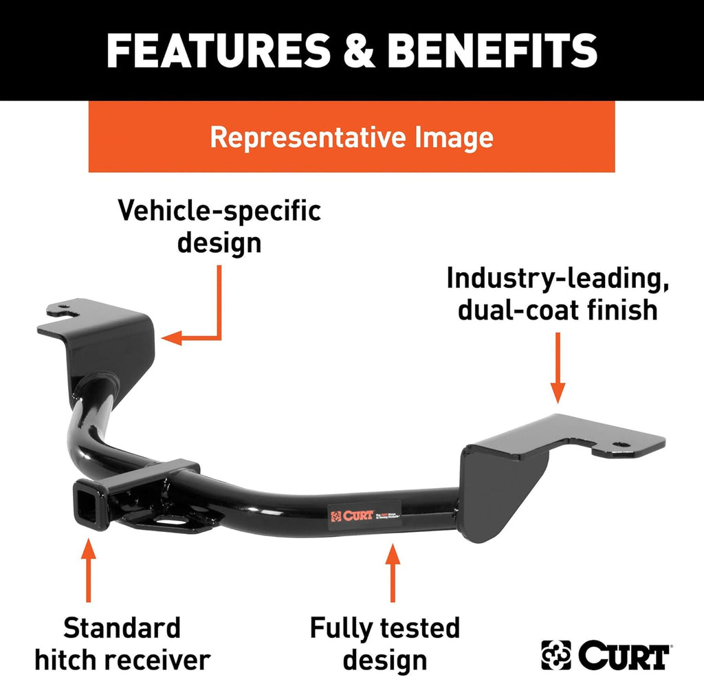 CURT 113123 Class 1 Trailer Hitch with Ball Mount, 1-1/4-In Receiver, Fits Select Ford Mustang