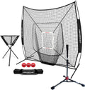 PowerNet 7x7 DLX Practice Net + Deluxe Tee + Ball Caddy + Weighted Balls + Strike Zone Bundle | Baseball Softball Training Equipment