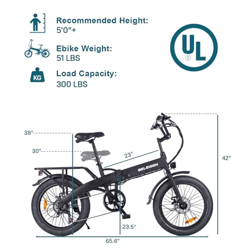 Folding Electric Bike for Adults, 20??3.0 Fat Tire Electric Bicycle, 374.4Wh Battery Ebike, 20MPH Electric Cargo Bike with LCD Color Display & 6 Speed Gears (Fits for 5'0+)