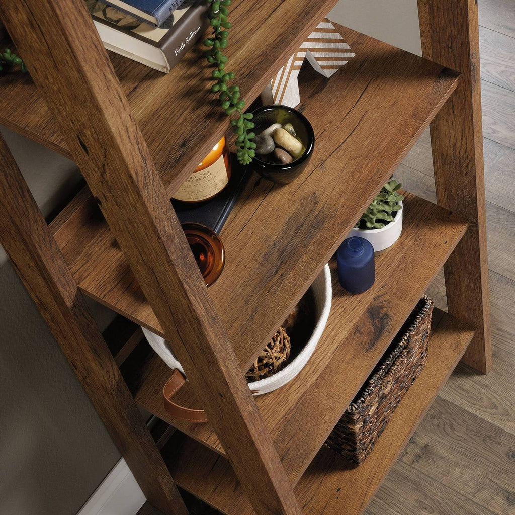 Sauder Trestle 5-Shelf Bookcase - Vintage Oak