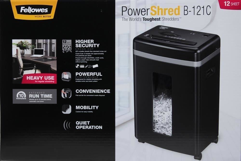 Fellowes Powershred B-121C 12-Sheet Cross-Cut Professional Paper Shredder
