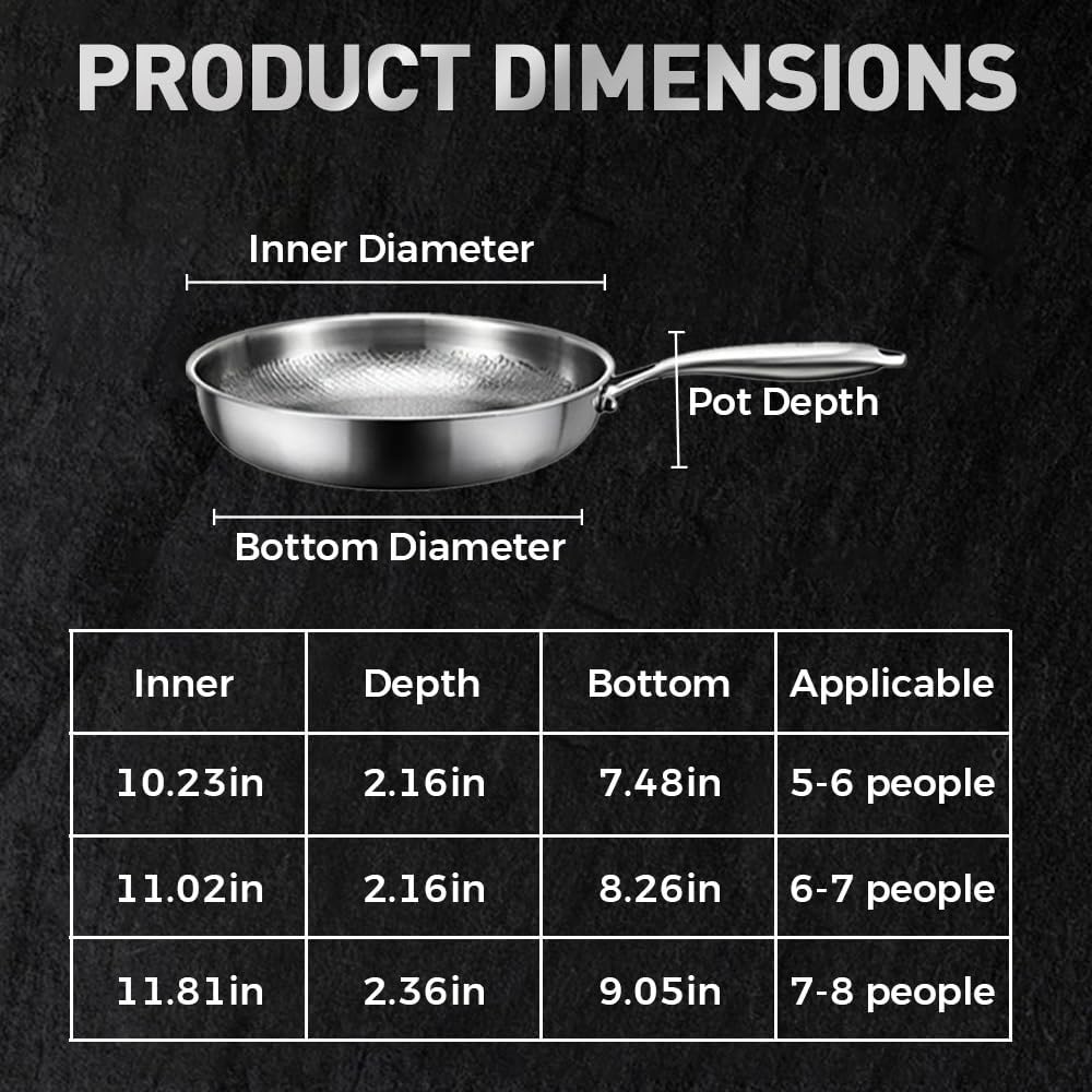 Titanium Hammered Pan Pro with Lid, 2025 New Multifunctional Ultra-Durable Scratch-Resistant Non Stick, 12 Pure Titaniums Pro Pans for Cook, Titanium Frying Pan for All Stovetops (11.81in, With Lid)