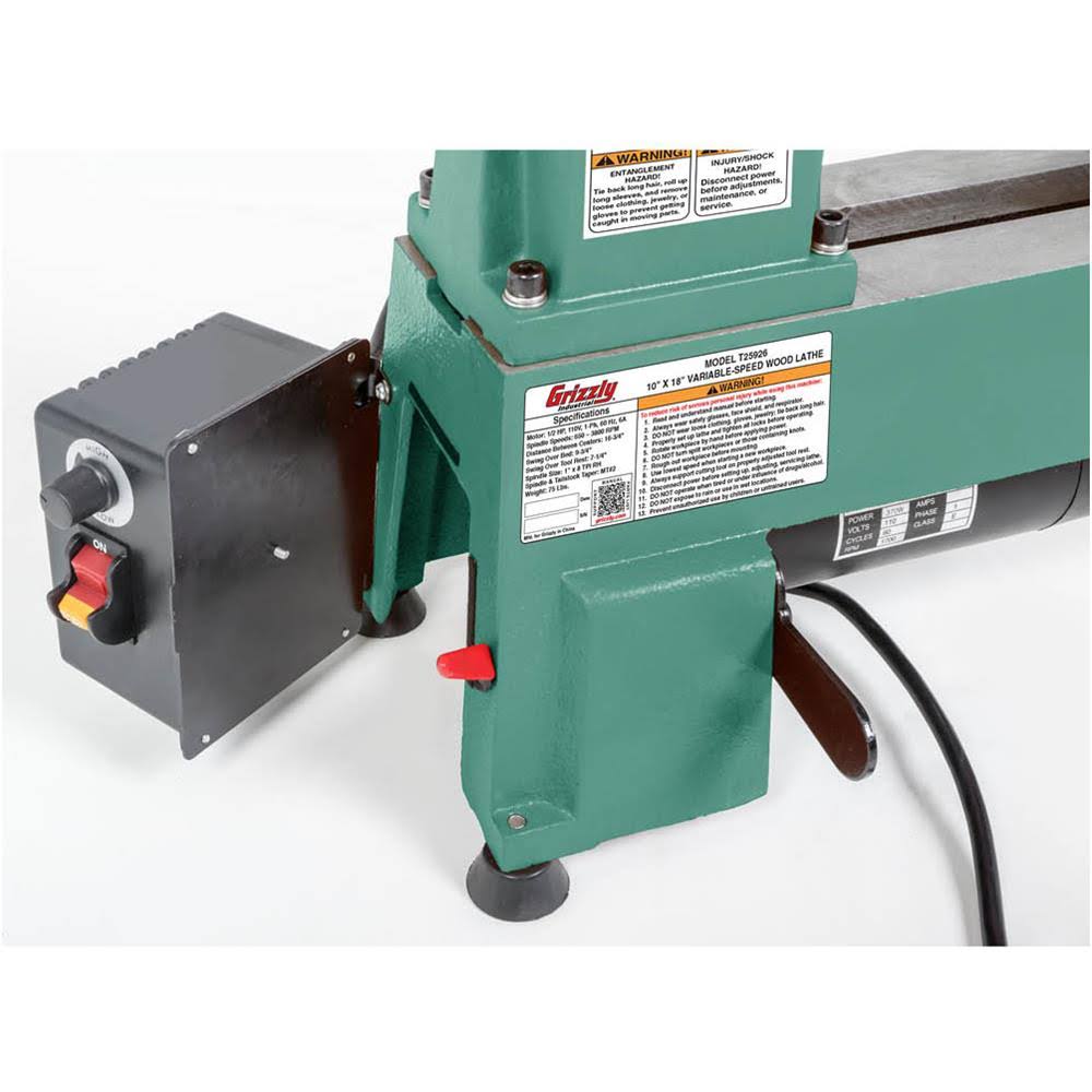 Grizzly T25926 Variable-Speed Wood Lathe, 10 x 18x22