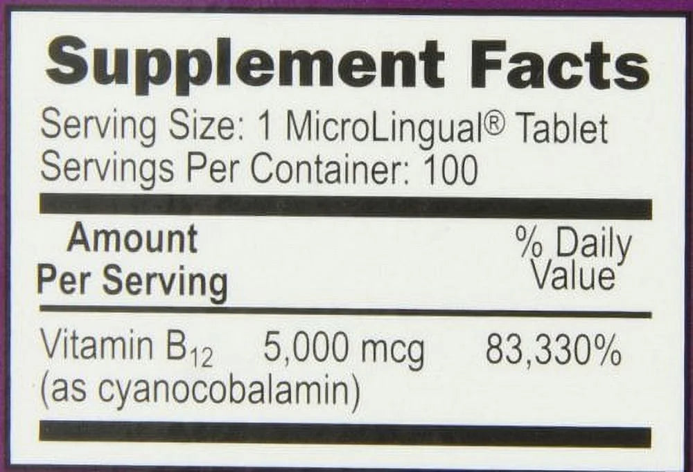 Superior Source No Shot Vitamin B12 Tablets, 5000 mcg, 100 Count
