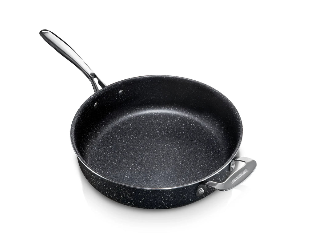 Granitestone Jumbo Cooker with Lid, Nonstick Triple Coated Surface, Family Sized Open Skillet with Stainless Steel Stay Cool & Helper Handle, Oven and Dishwasher Safe